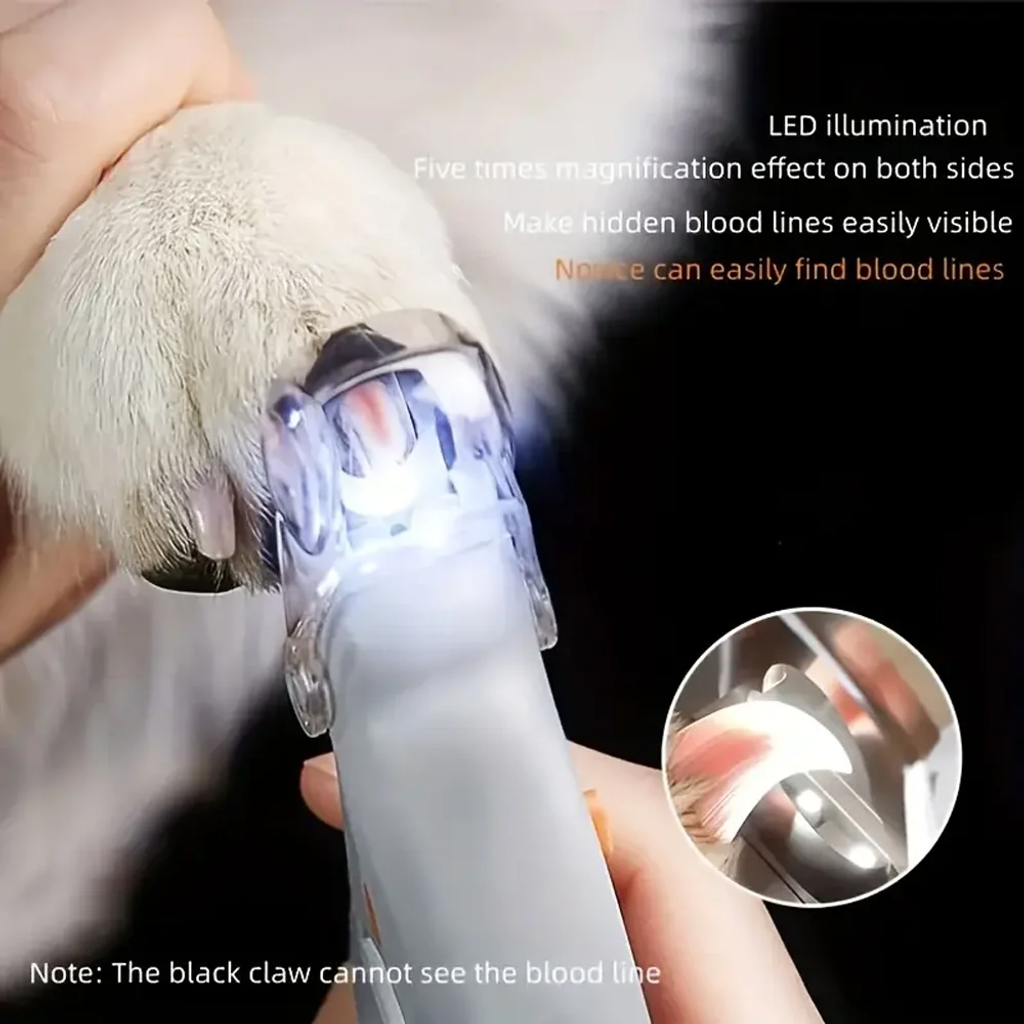 LED Light Pet Nail Clippers with 5x Magnification - Dual-Sided Clipper for Trimming